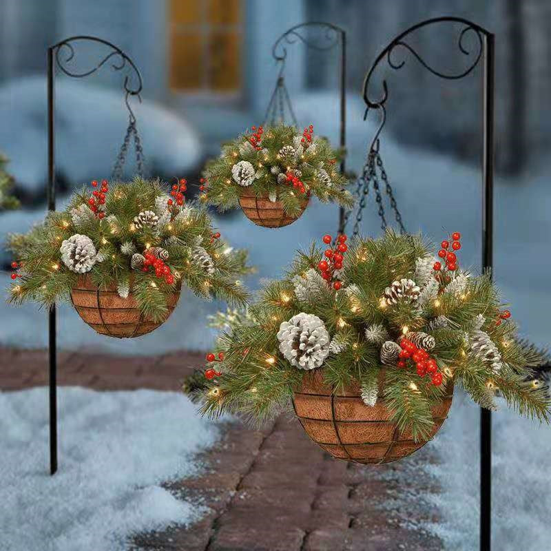 🎄Karácsonyi akció🏆Előre megvilágított műkarácsonyi függőkosár